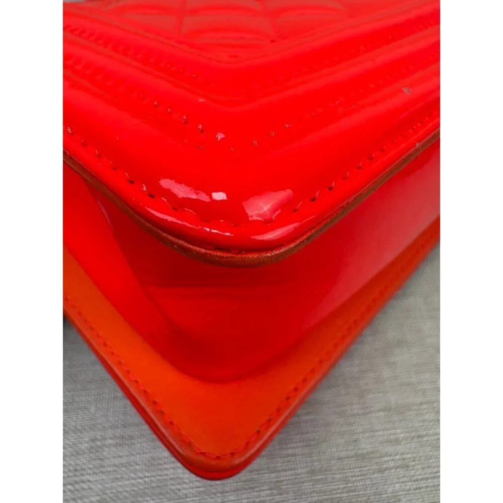 CHANEL Bright Red Patent Le Boy Flap Bag Small GHW